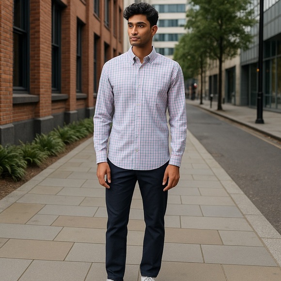 UNTUCKit Men's Slim Fit Check Long Sleeve Button-Up Shirt Men’s Size Medium - Picture 4 of 5